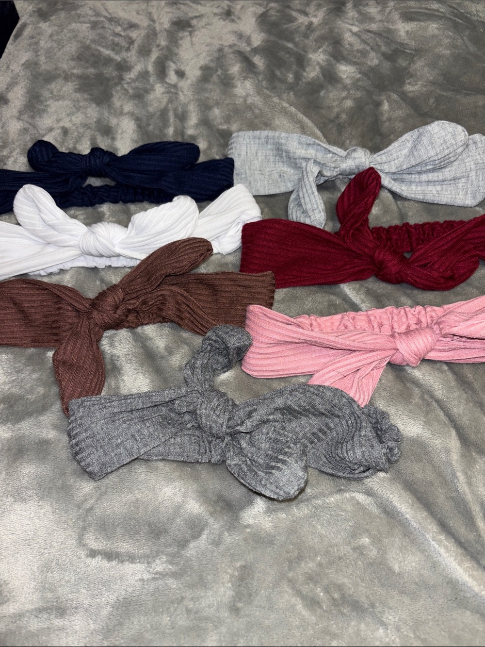 Ribbed Knot Headbands - Pink, Gray, Brown, White, Navy, Maroon, Light Gray
